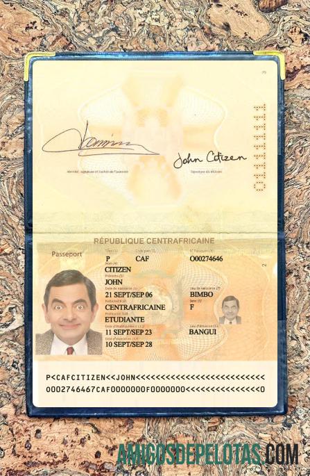 Passaporte da África Central 2023 Presente Photolook amostra